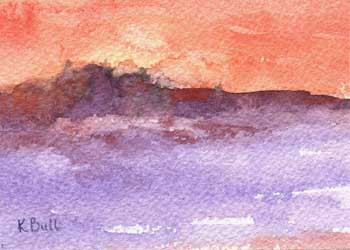 "Orange Sky" by Kathy Bull, Sknadia MI - Watercolor